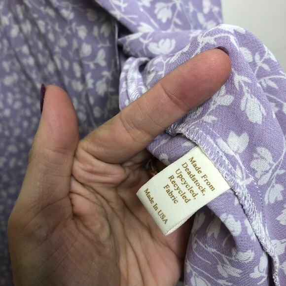 Christy Dawn Midi Dress Lavender Floral Ruffle Collar Button Up Tie Waist 3X - Picture 9 of 13